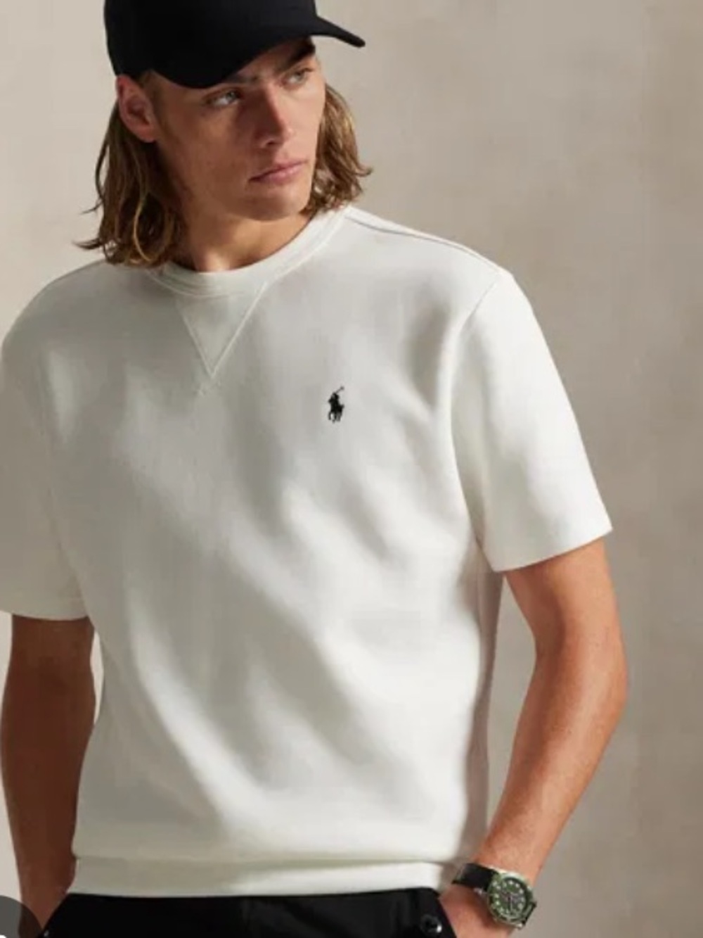 Ralph Lauren White Short Sleeve Crewneck Tee with Black Pony Logo